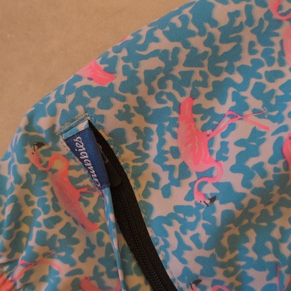 Chubbies Flamingo Pattern Swim Trunks Light Blue And Pink Size S - Picture 8 of 10